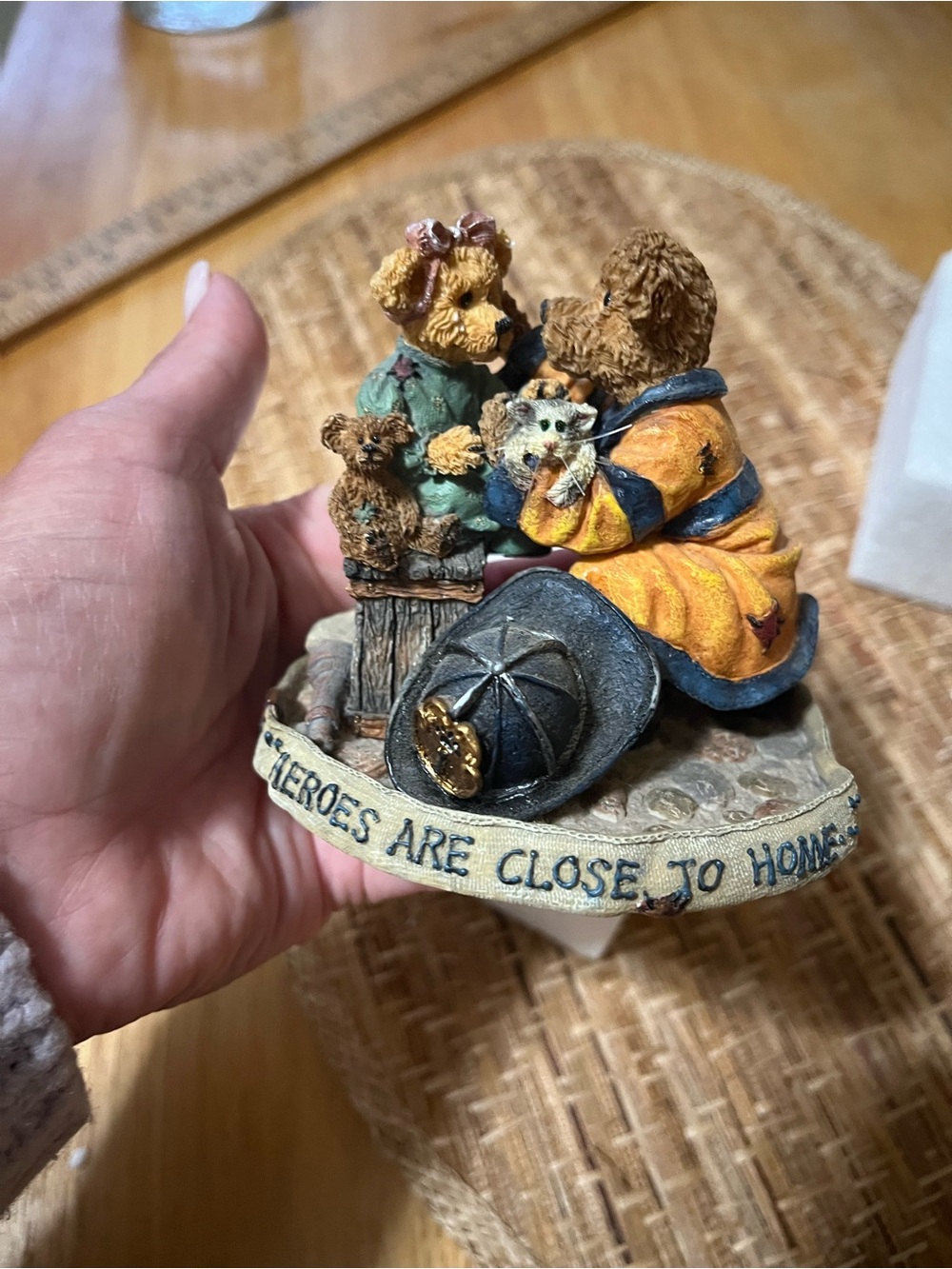 Boyds Bears Cream Figurine Base with Brown Felt Dots